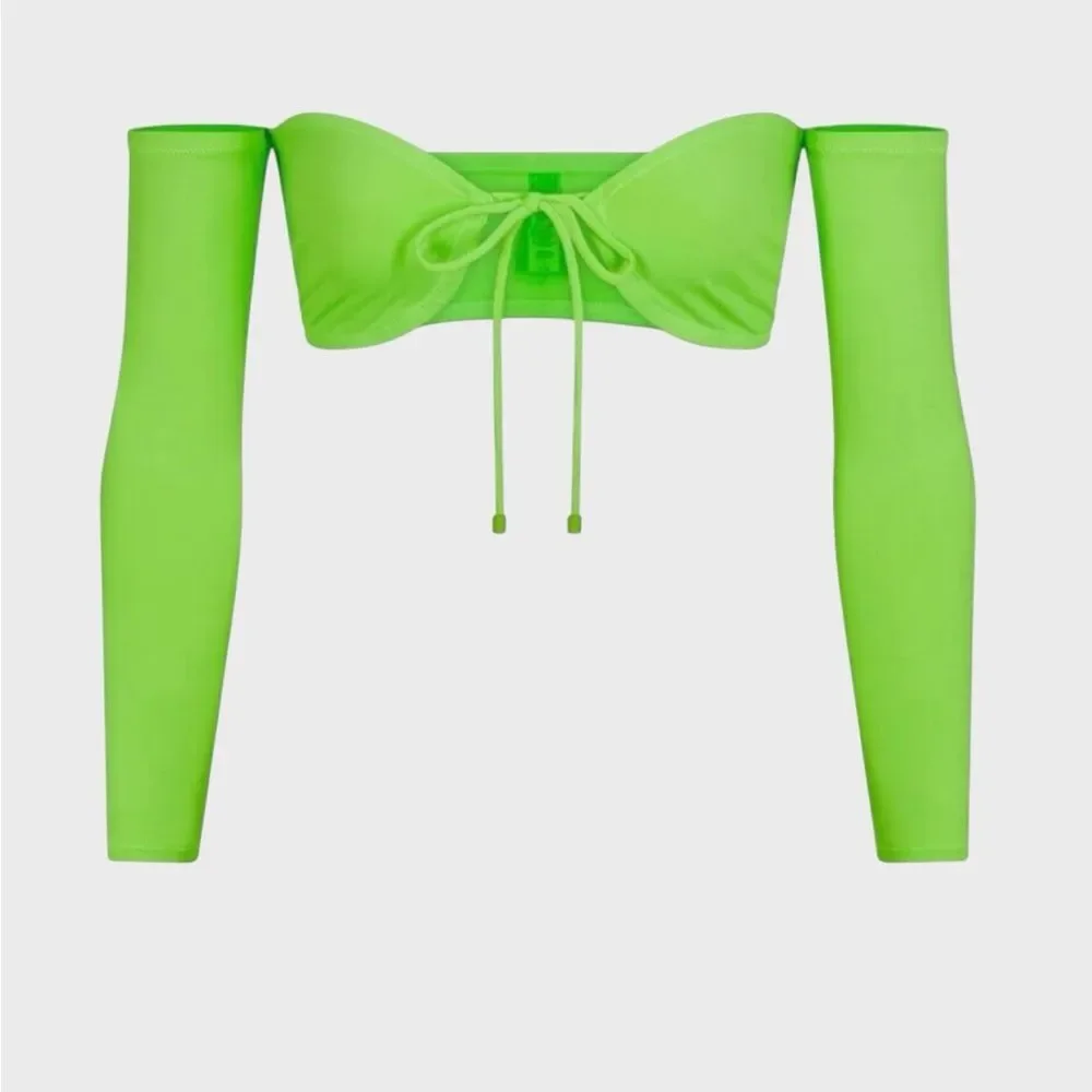 SKIMS Neon Green Long Sleeve Bikini Crop Top 4X NWT Body-less Swim